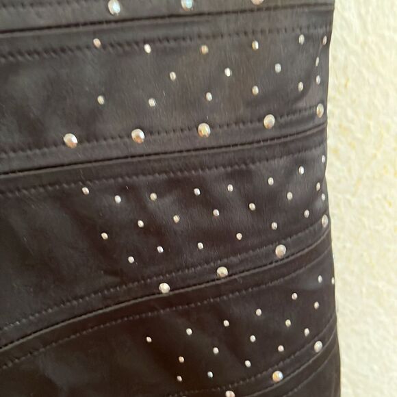 XOXO Black Satin Corset Party Dress with Stud and Rhinestones Accents Size 7/8 - Picture 4 of 10